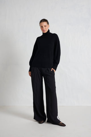 Alessandra Knitwear Opera Cashmere Polo Sweater in Black