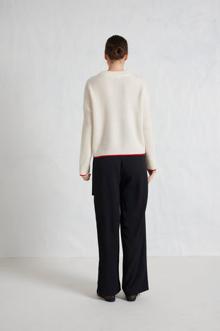 Arancia Cashmere Sweater in White/Red