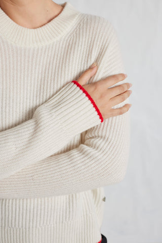 Arancia Cashmere Sweater in White/Red