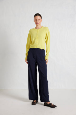 Alessandra Knitwear Sydney Merino Cashmere Cardi in Lemon Curd
