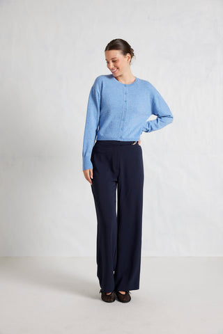 Alessandra Knitwear Sydney Merino Cashmere Cardi in Dusty Denim