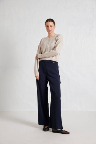 Alessandra Knitwear Sydney Merino Cashmere Cardi in Porridge