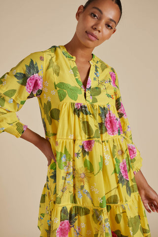 Anabelle Cotton Silk Dress in Mustard Aria