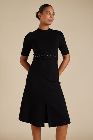 Parker Crepe Knit Dress in Black