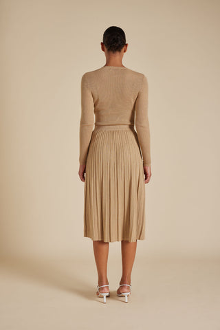 Lexi Cotton Lurex Skirt in Sand
