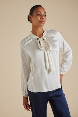 Analise Silk Top in Ivory
