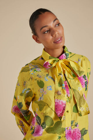 Annie Cotton Silk Shirt in Mustard Aria