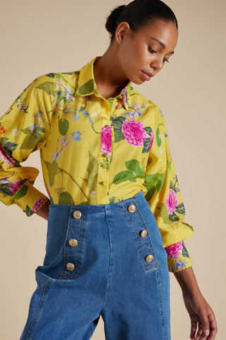 Annie Cotton Silk Shirt in Mustard Aria