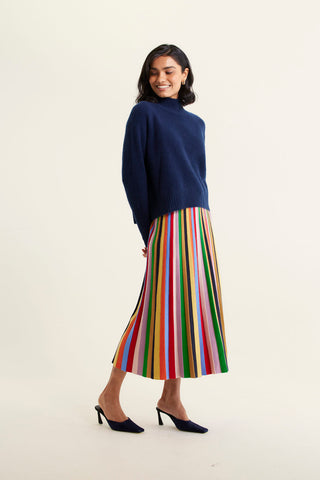 Fifi Cashmere Polo Sweater In Midnight Navy