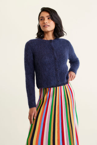 Anastasia Brushed Alpaca Cardi In Navy