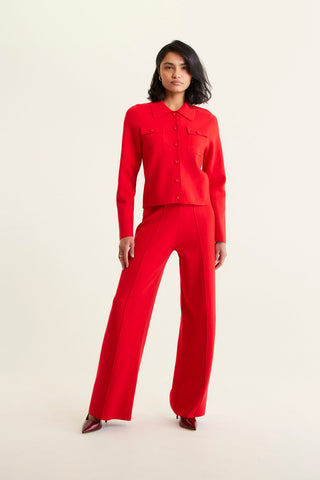 Carter Crepe Knit Jacket In Red