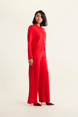 Carter Crepe Knit Jacket In Red