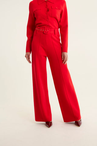 Hamilton Crepe Knit Pant in Red