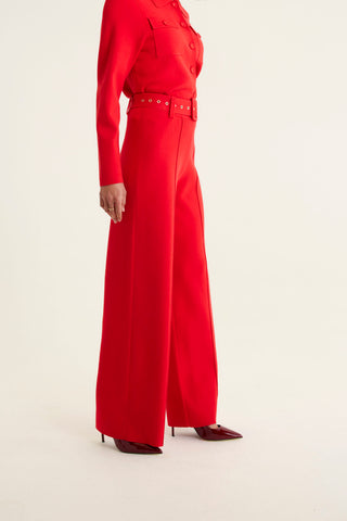 Hamilton Crepe Knit Pant in Red