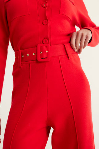 Hamilton Crepe Knit Pant in Red