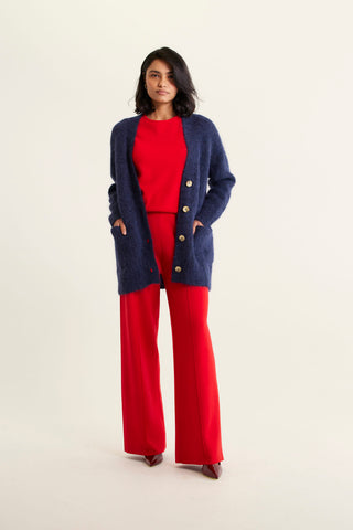 Williamsburg Brushed Alpaca Cardi In Navy
