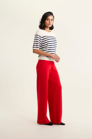 Marcie Cashmere Stripe Top In Cloud Dancer