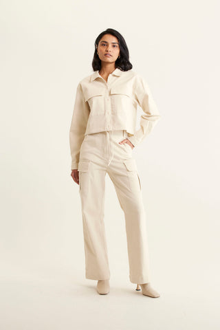 Franklin Cotton Drill Top In Pebble