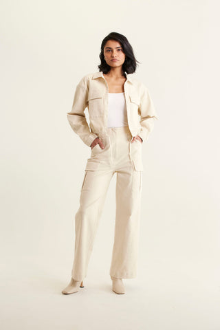 Whitney Cotton Drill Pant In Pebble