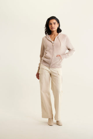 Amber Cashmere Hoodie In Lightweight Beige