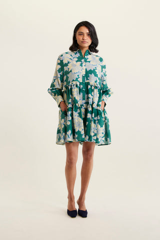 Barbie Cotton Silk Dress In Forest Lulu Print