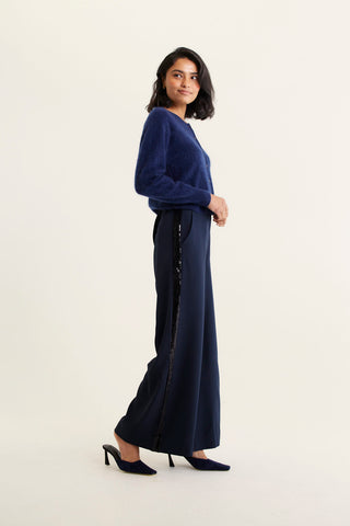 Sydney Brushed Cashmere Cardi In Navy