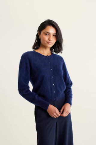 Sydney Brushed Cashmere Cardi In Navy