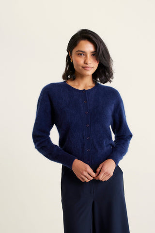 Sydney Brushed Cashmere Cardi In Navy