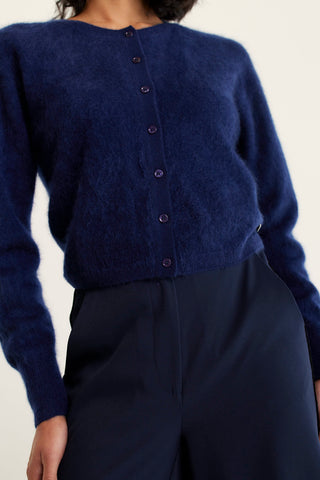 Sydney Brushed Cashmere Cardi In Navy
