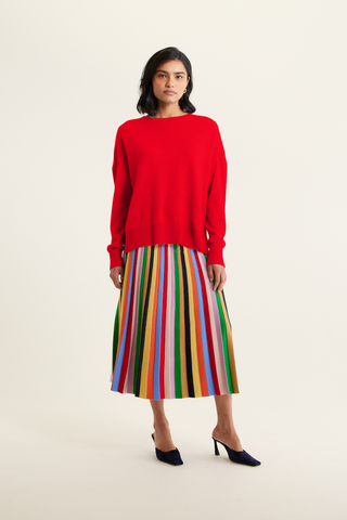 Iris Cashmere Crew Sweater In Crimson