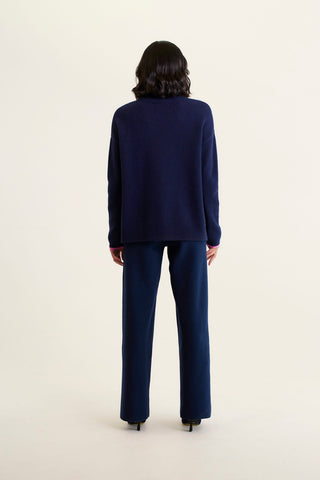 Ronnie Merino Cashmere Polo In Officer Navy