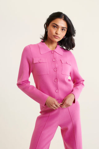 Carter Crepe Knit Jacket In Lolly