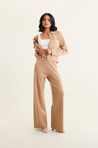 Carter Crepe Knit Jacket In Tan