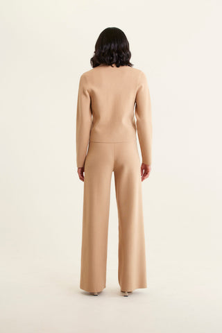 Carter Crepe Knit Jacket In Tan