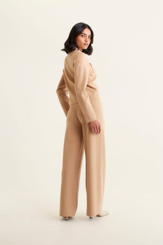 Carter Crepe Knit Jacket In Tan