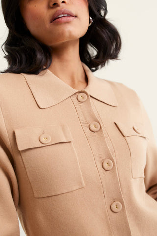 Carter Crepe Knit Jacket In Tan
