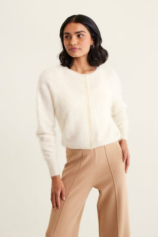 Sydney Brushed Cashmere Cardi In Ivory