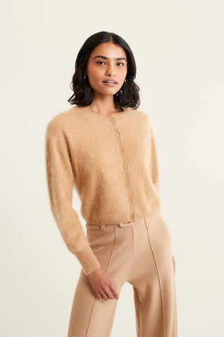 Sydney Brushed Cashmere Cardi In Tan