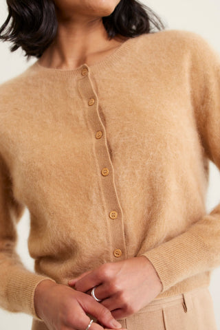 Sydney Brushed Cashmere Cardi In Tan