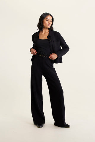 Carter Crepe Knit Jacket In Black