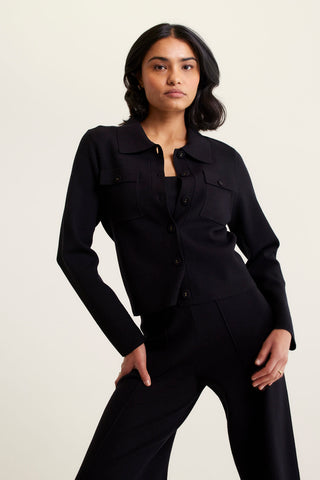 Carter Crepe Knit Jacket In Black