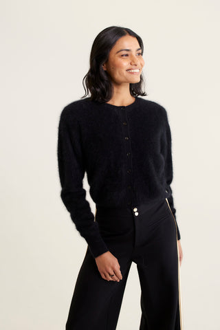 Sydney Brushed Cashmere Cardi In Black