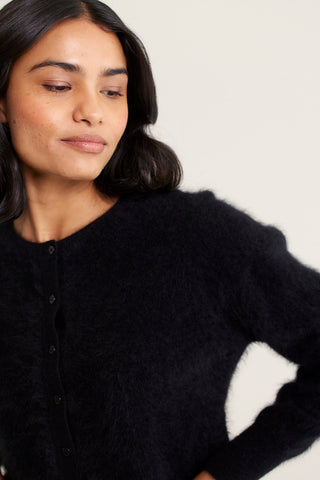 Sydney Brushed Cashmere Cardi In Black