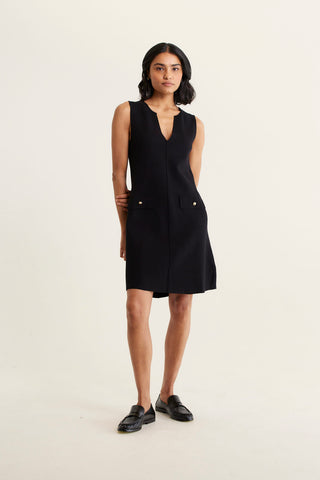 Rochelle Crepe Knit Dress In Black