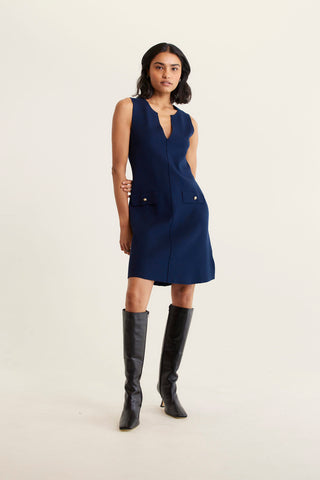 Rochelle Crepe Knit Dress In Navy