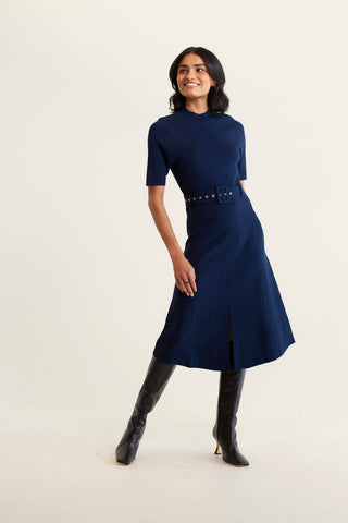 Parker Crepe Knit Dress In Navy