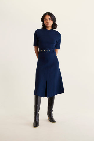 Parker Crepe Knit Dress In Navy