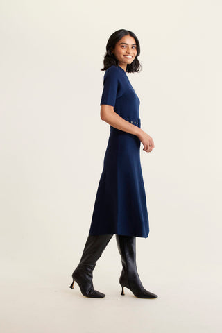 Parker Crepe Knit Dress In Navy