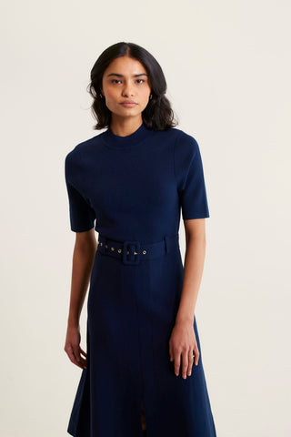 Parker Crepe Knit Dress In Navy