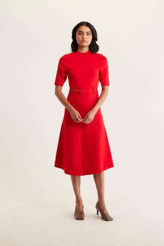 Parker Crepe Knit Dress In Red